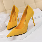Classy High Heels Suede Pumps EU 33 / Yellow / 9CM
